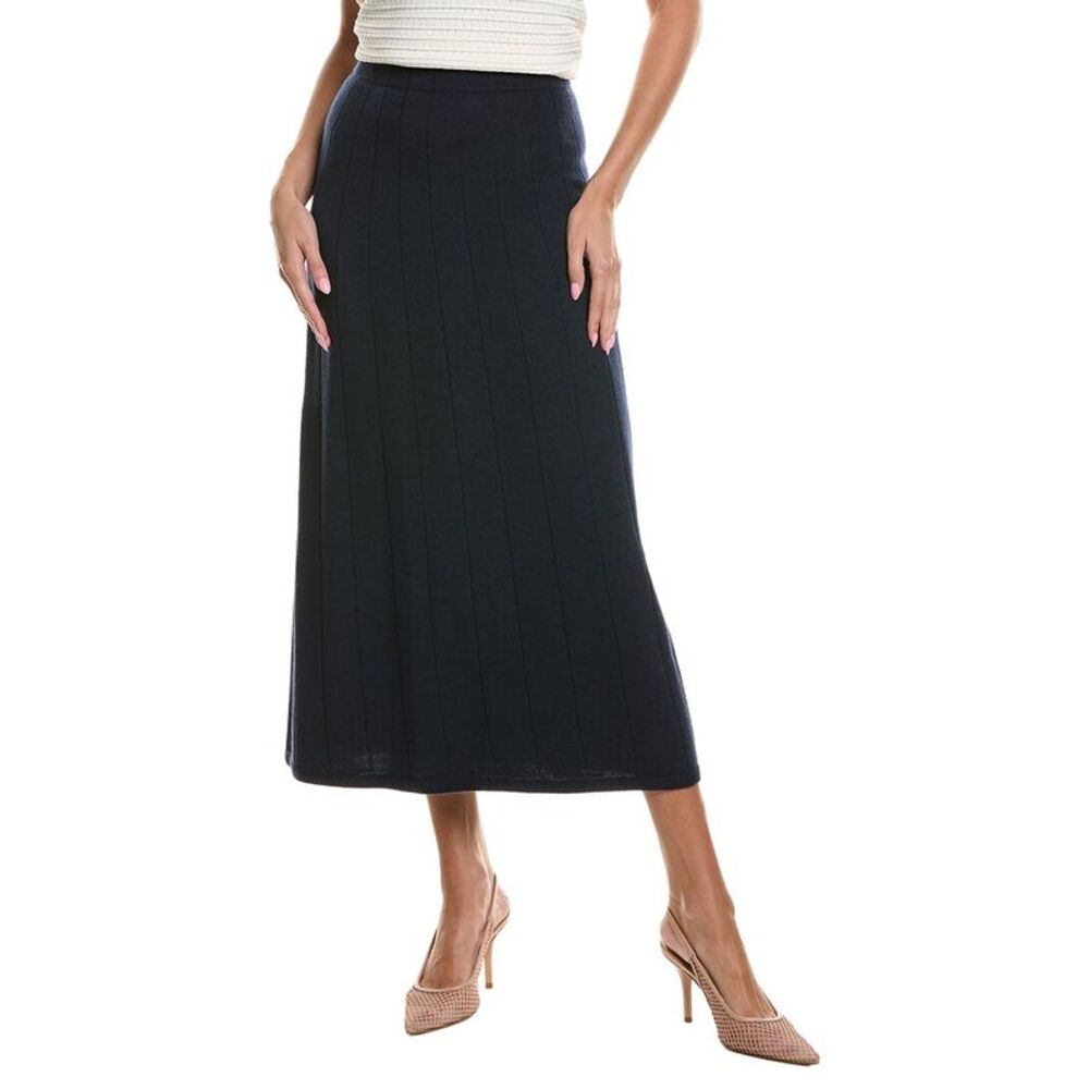 Max Mara Womens Mm By Peonie Knitted Wool Skirt, Navy